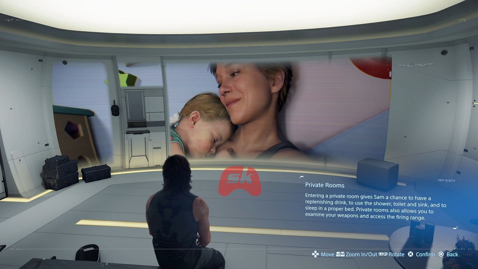 Fragile with Lou while Sam is watching - Episode 1 in Death Stranding 2 (Image via Sportskeeda Gaming / Sony Interactive Entertainment)